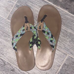 J Crew Braided Flip Flops with Multicolor Straps
